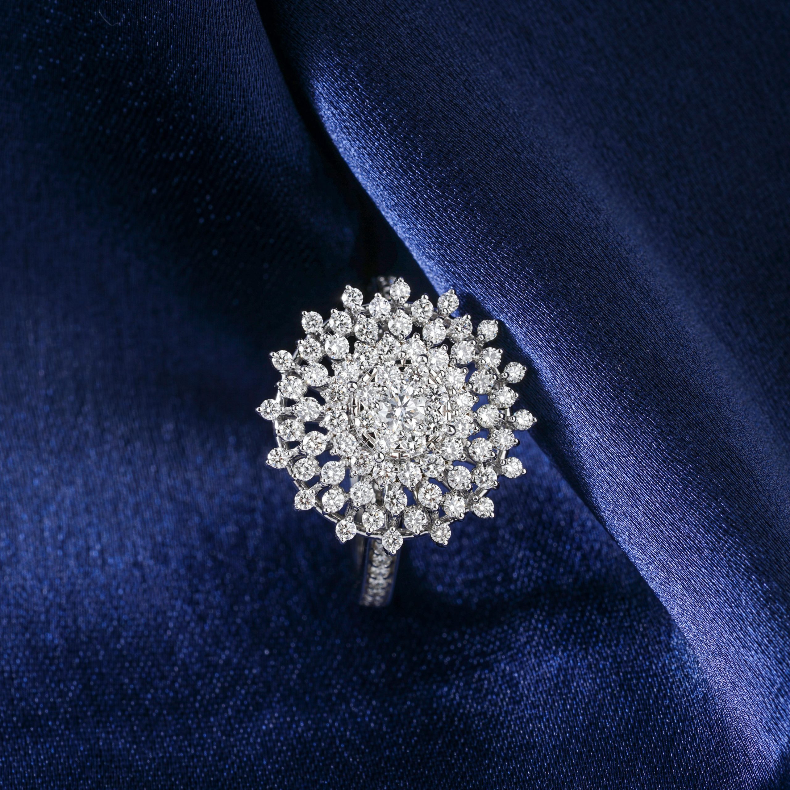 Diamond Snowflake Cluster Ring